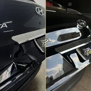 Antes e depois de amassado na tampa traseira de Hyundai Creta preto sem pintura